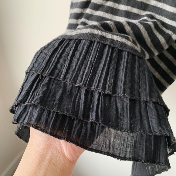 💛4/$20 | CAMAIEU Striped Ruffle Mini Dress/Long Top - Picture 4 of 6